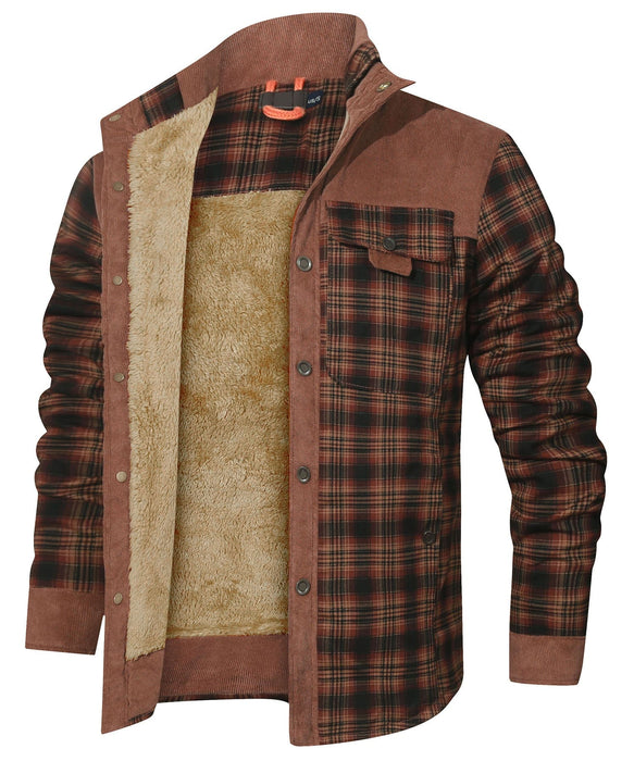 Robuuste Heren Flaneljas met Imitatiebontvoering – Warm, Slijtvast en Beschermend