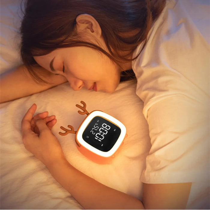 Rendier Kinderwekker met Nachtlamp – Rustig Ontwaken