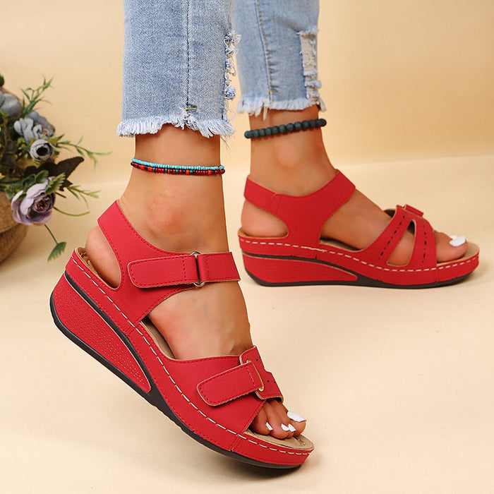 Verstelbare Wedge Sandalen voor Vrouwen – Veilige Klittenband Comfort