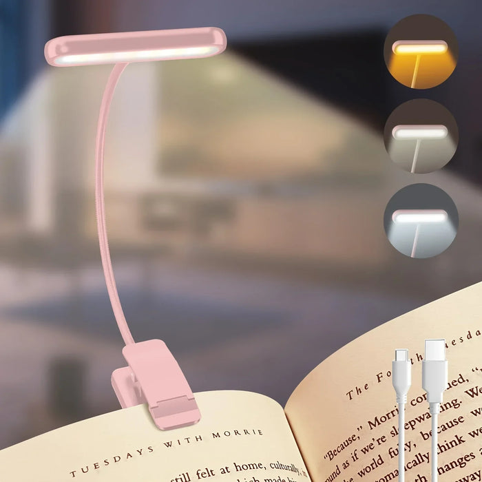 Lampe de lecture rechargeable avec clip et bras flexible – Réglable et douce pour les yeux