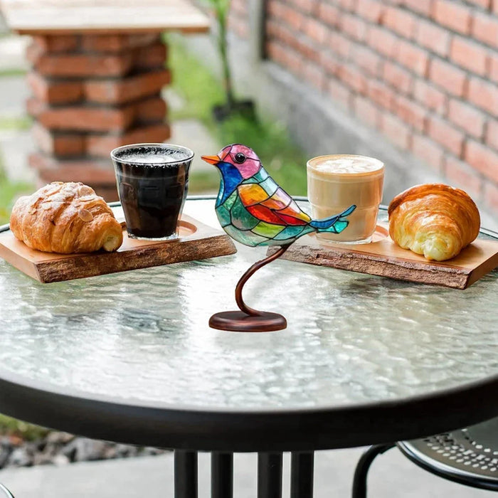 Moderne vogel tafellamp LED met gekleurd glas en decoratief design art