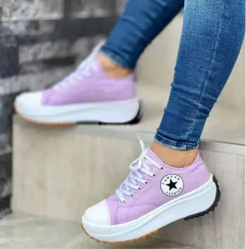 Hoge Dames Sneakers van Canvas – Trendy en Comfortabel