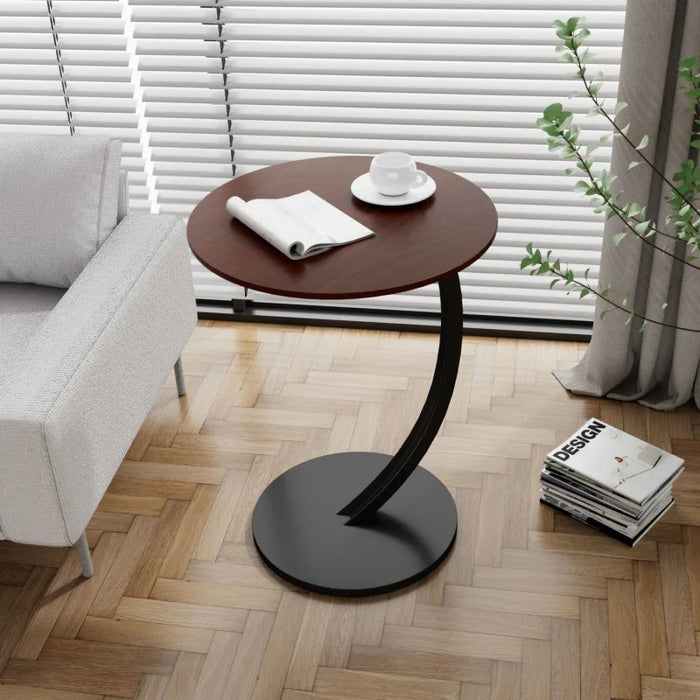 Table d'Appoint Ronde Compacte pour Salon et Chambre avec Cadre Stable