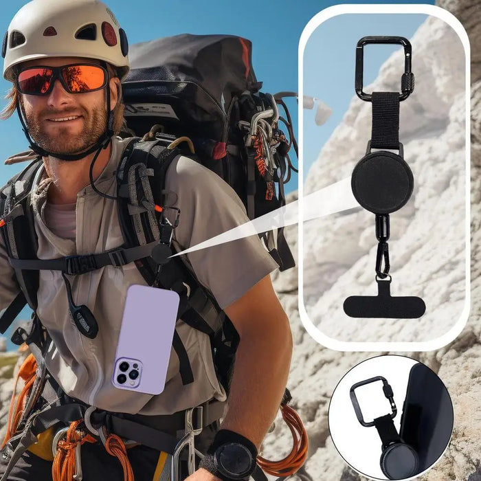 Stöldskyddande hopfällbar telefonhållare med bältesklämma – Säkert mobilskydd för resor och utomhusbruk