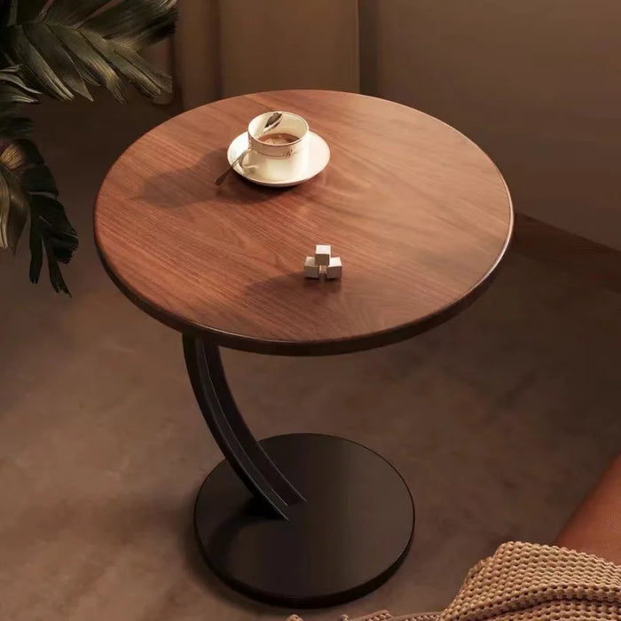 Table d'Appoint Ronde Compacte pour Salon et Chambre avec Cadre Stable