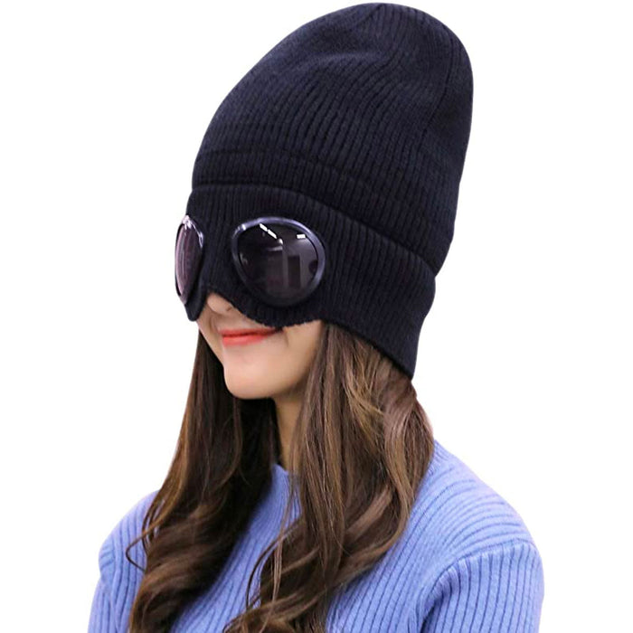 Gebreide Wintermuts met Brillenzen – Warme Unisex Beanie voor Koude en Winderige Dagen