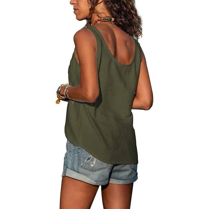 Dames Tanktop met Knoopdetail en Ronde Hals Zomertop