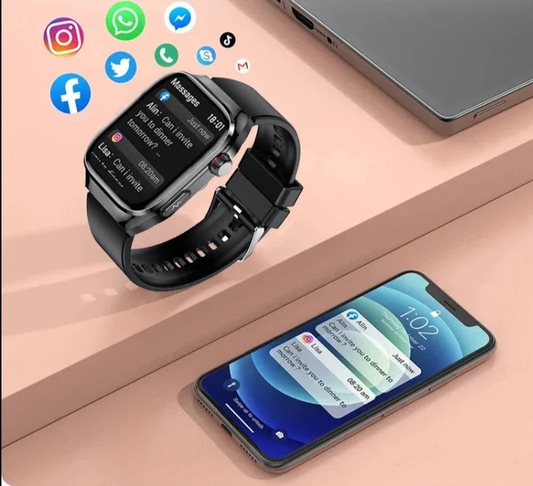 Unisex Smartwatch med EKG-sundhedsovervågning Bluetooth AMOLE-skærm