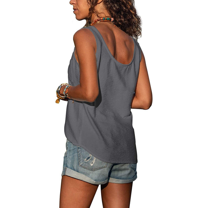 Dames Tanktop met Knoopdetail en Ronde Hals Zomertop