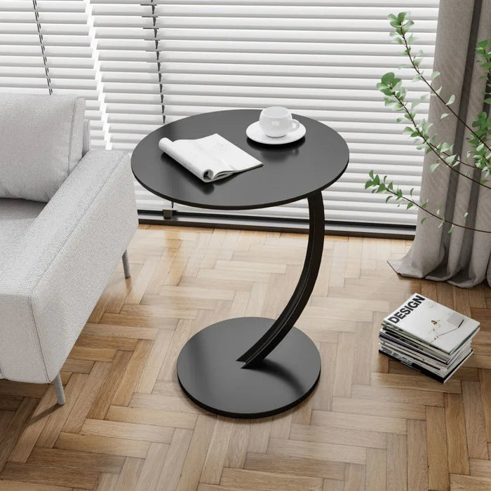 Table d'Appoint Ronde Compacte pour Salon et Chambre avec Cadre Stable