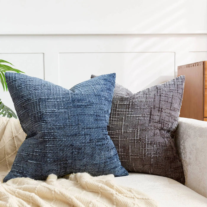 Chenille Kussenhoes met Bamboe Structuur voor Luxe en Warm Interieur