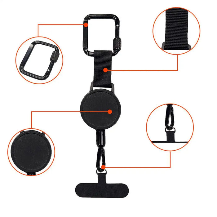 Stöldskyddande hopfällbar telefonhållare med bältesklämma – Säkert mobilskydd för resor och utomhusbruk
