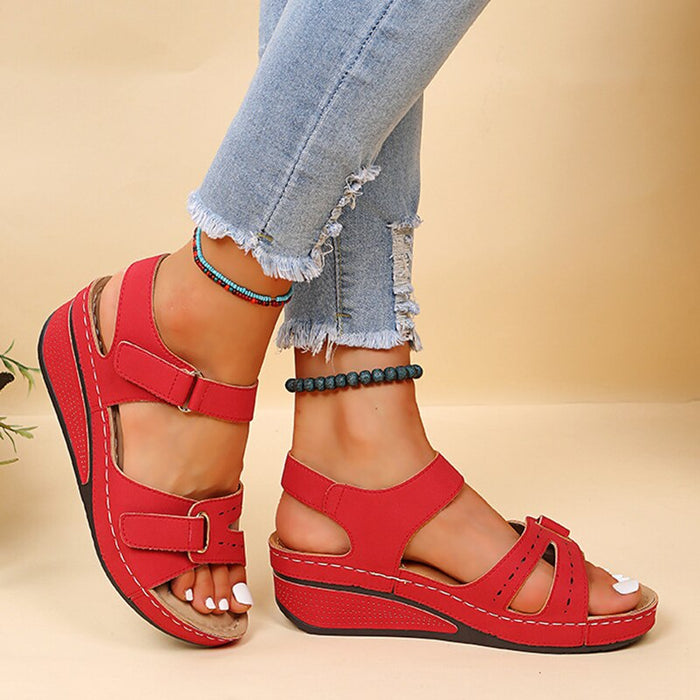 Verstelbare Wedge Sandalen voor Vrouwen – Veilige Klittenband Comfort