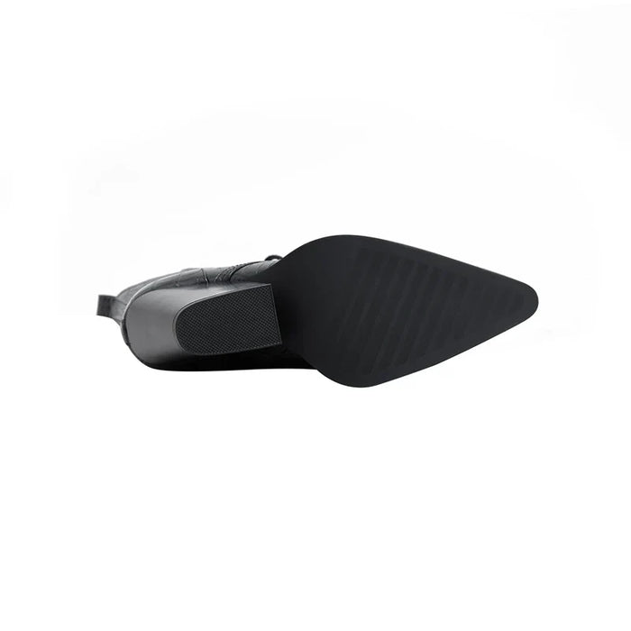 Dames Veterlaars met Croco Patroon – Western Stijl met Puntige Neus