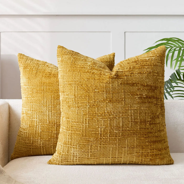 Chenille Kussenhoes met Bamboe Structuur voor Luxe en Warm Interieur