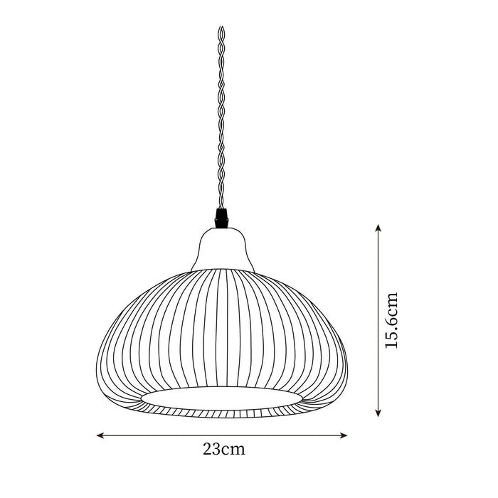 Keramische Hanglamp met Geribbeld Design en Houten Details voor Sfeervolle Verlichting