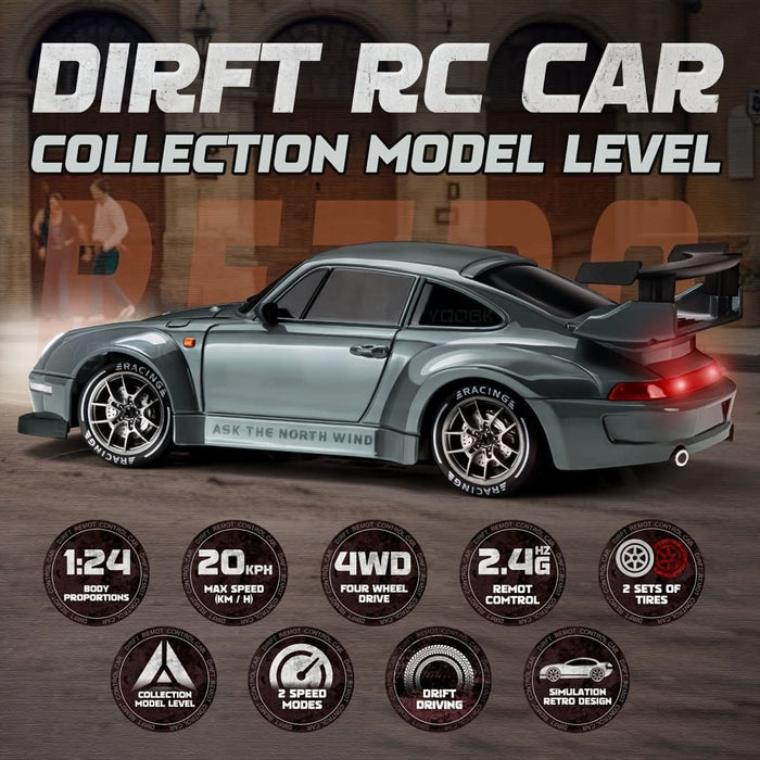 RC Driftbil med 4WD-drivning, LED-hjul och fjärrkontroll
