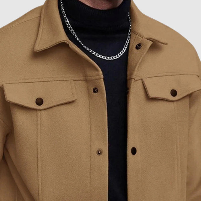 Casual Herre Skjortejakke med Krage og Brystlommer – Komfortabel og Tidløs