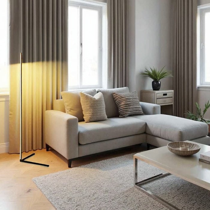 Minimalistinen LED-lattiavalaisin himmennettävillä valoasetuksilla ja modernilla lineaarisella muotoilulla