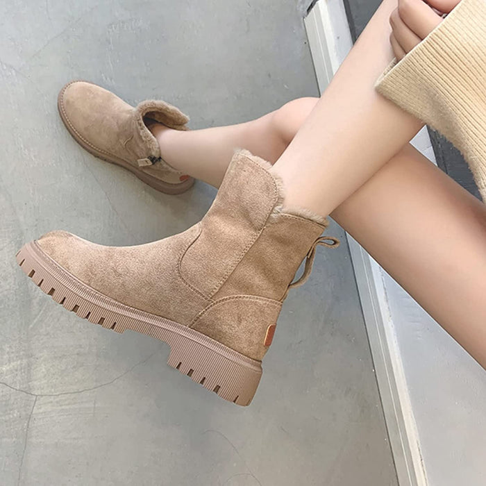 Bottes d’hiver pour femmes avec doublure en teddy et fermeture éclair – Chaudes et confortables