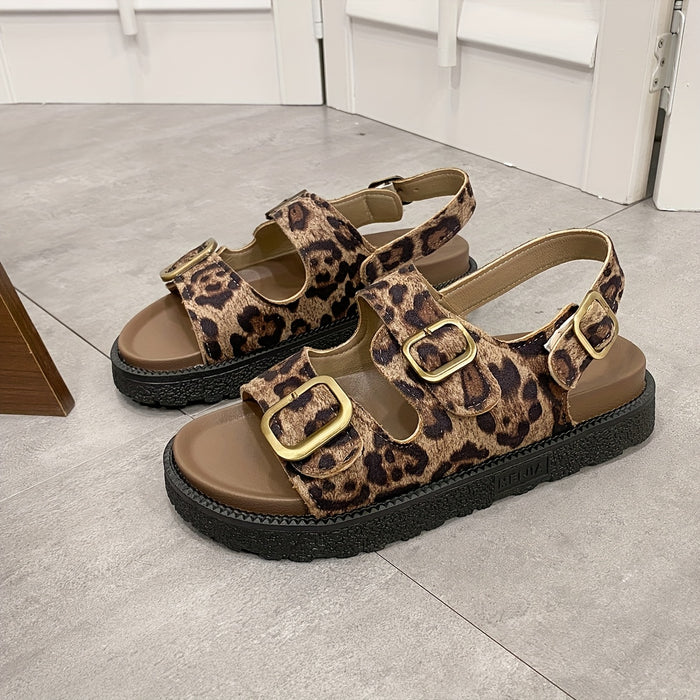 Modieuze Dames Plateau Sandalen met Luipaardprint – Comfort en Stijl in Één