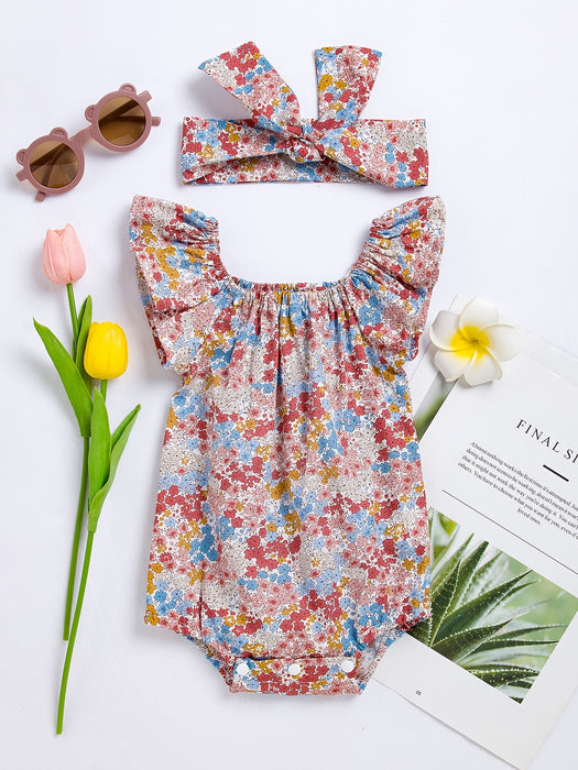 Body bébé avec motif floral – Coton doux et confortable
