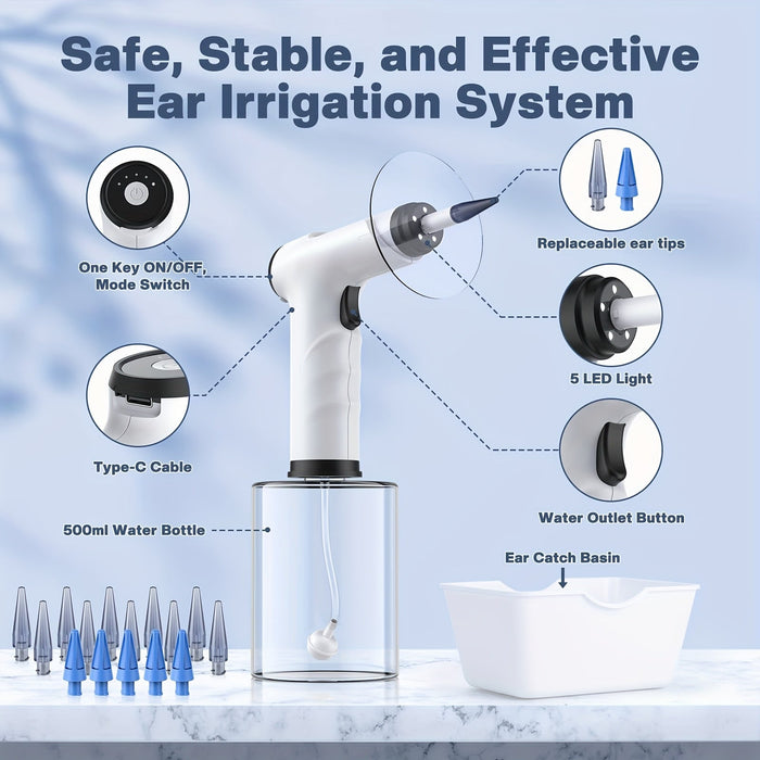 Elektrische Oorreinigingsset – Veilig Irrigatiesysteem met Wegwerp Mondstukken