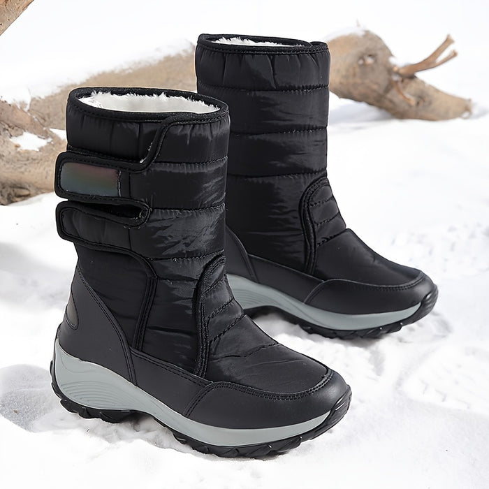 Dames Mid-Cut Snow Boots – Warme Winterlaarzen met Anti-Slip Zool en Klittenbandsluiting