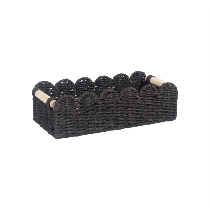 Boho vævet opbevaringskurv med viftekant – dekorativ og praktisk til ethvert interiør 