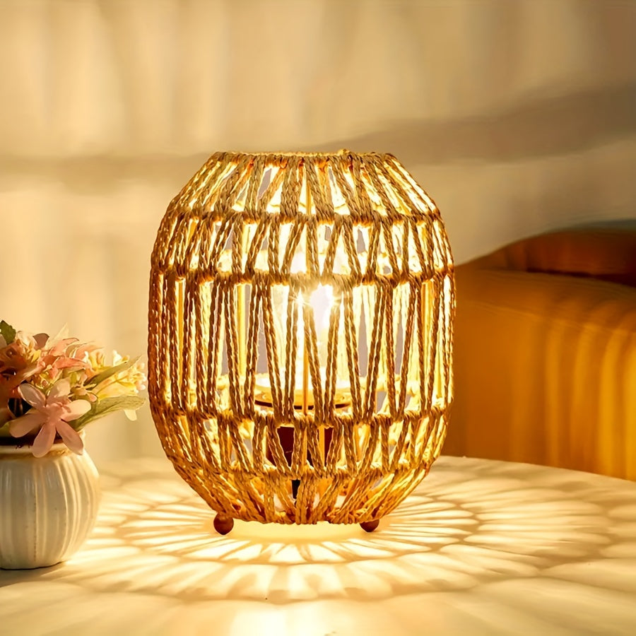 Bohemian Rotan Tafellamp - Handgemaakt Lichtaccent voor Slaapkamer of