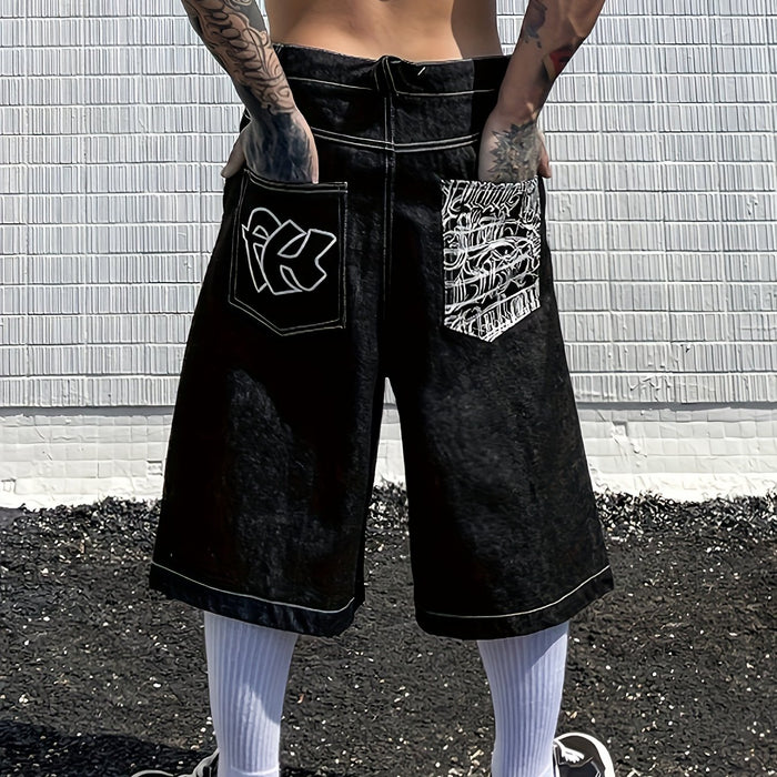 Casual Bermuda Denim Shorts – Losse Pasvorm met Stijlvolle Bloemenborduursels