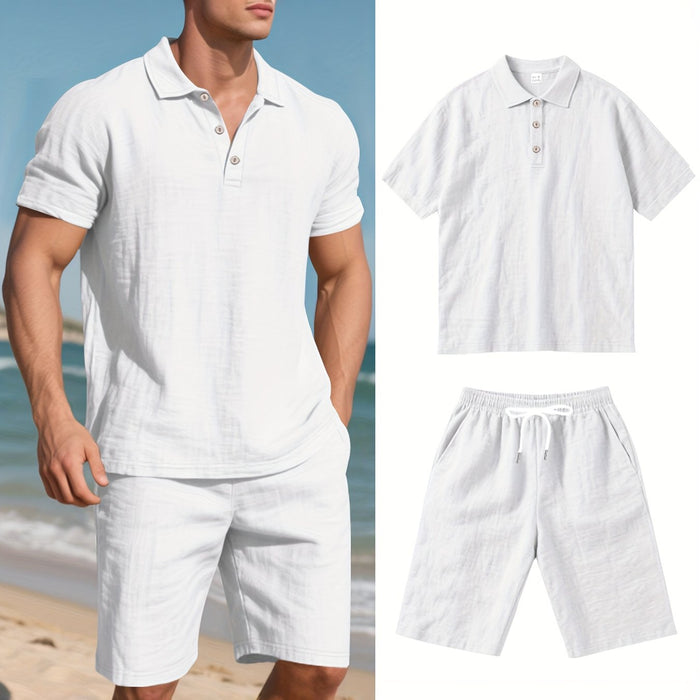 Heren Linnen Polo en Shorts Set – Comfortabel en Casual voor Warme Dagen