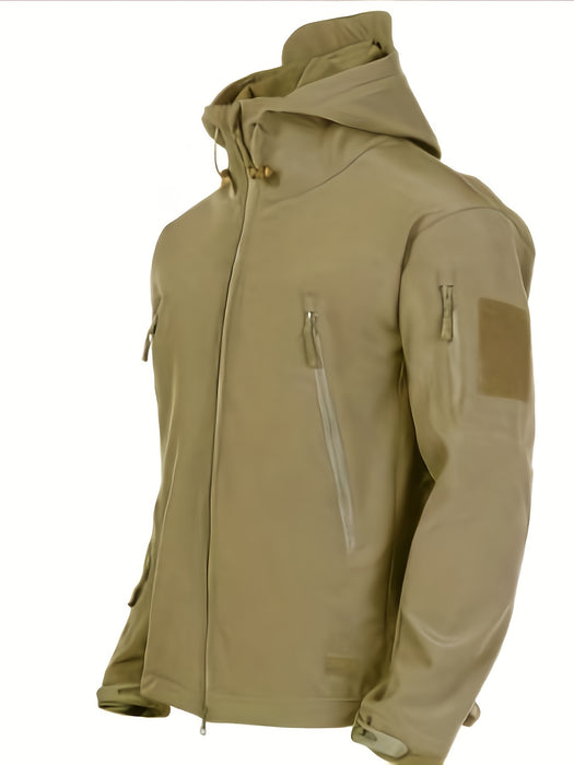 Giacca softshell outdoor uomo con cappuccio e calda fodera antivento