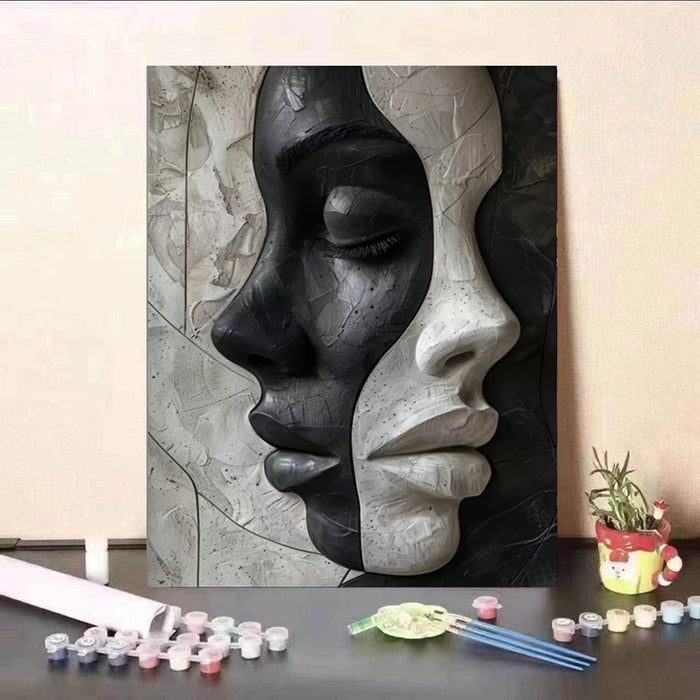 Abstract Vrouwelijk 3D Portret – DIY Canvas Set voor Kunstliefhebbers