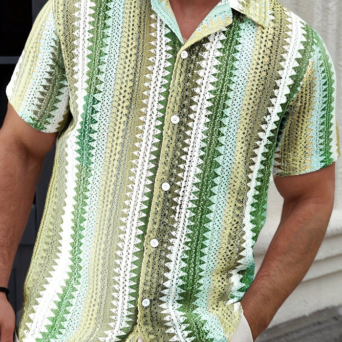 Heren Zomer Casual Korte Mouw Shirt – Geweven Stof voor een Frisse Look