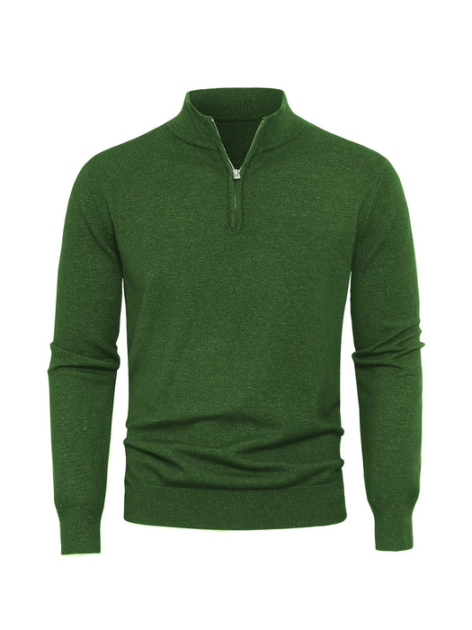 Herre strikket vest med halv glidelås – Varm høyhalset modell for høst og vinter