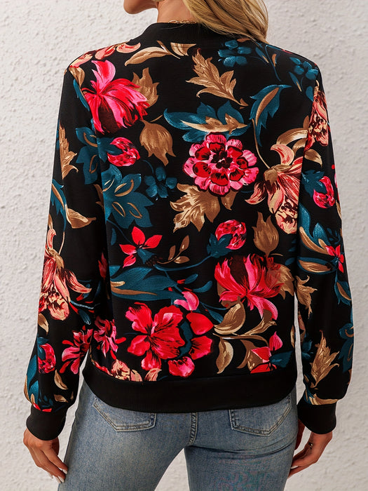 Elegante Bloemen Bomberjack – Trendy en Comfortabel voor Lente en Herfst
