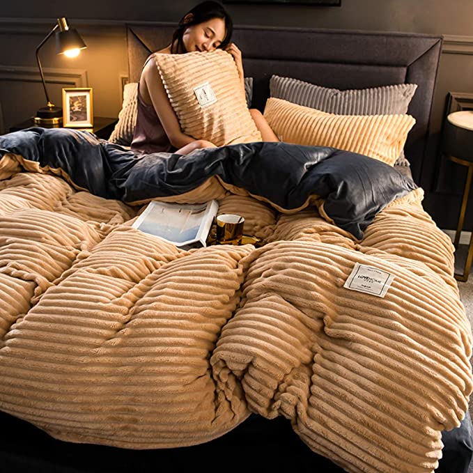 Soifox Winter flanellen beddengoed 200x200 - roze pluizig en warm kasjmier touch dekbedovertrek kussensloop 80 x 80 cm met ritssluiting Soifox Winter flanellen beddengoed 200x200 - roze pluizig en warm kasjmier touch dekbedovertrek kussensloop 80 x 80 cm met ritssluiting