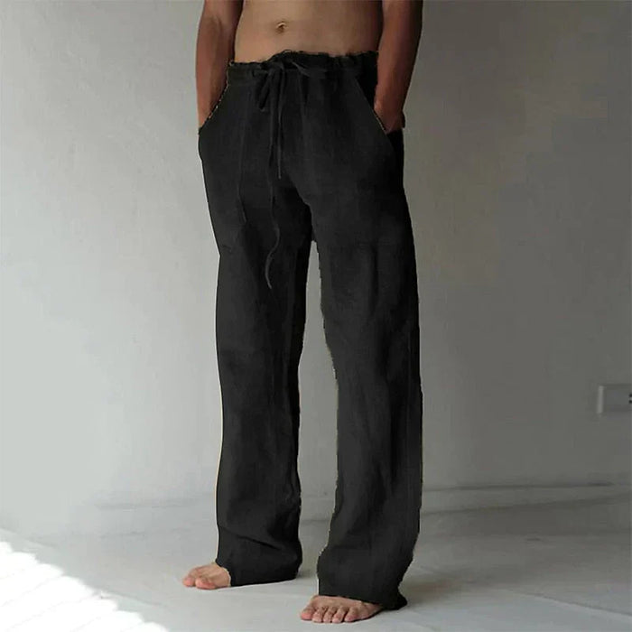 Linnen Broek Heren met Baggy Pasvorm en Elastische Taille