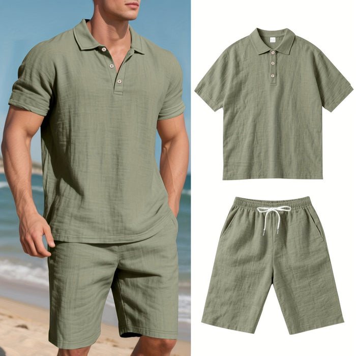 Heren Linnen Polo en Shorts Set – Comfortabel en Casual voor Warme Dagen