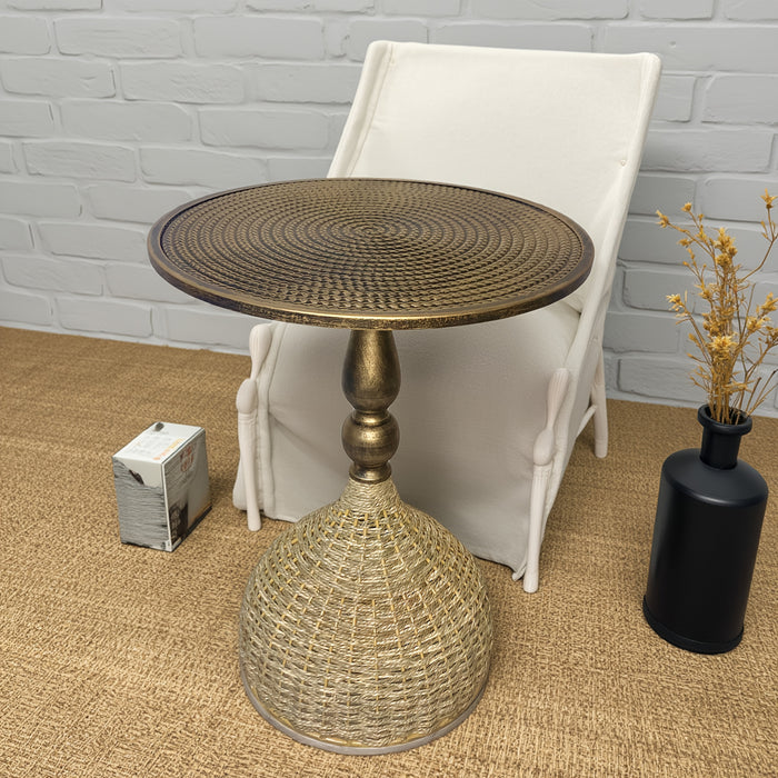 Handgemaakte Watergras Koffietafel – Antiek Bronzen Look
