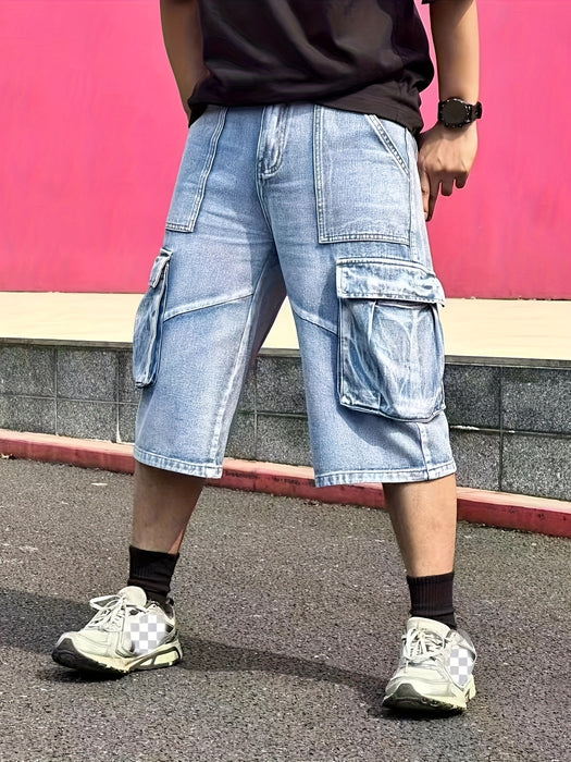 Casual Herenshorts Denim Cargo – Robuust en Praktisch voor Dagelijks Gebruik