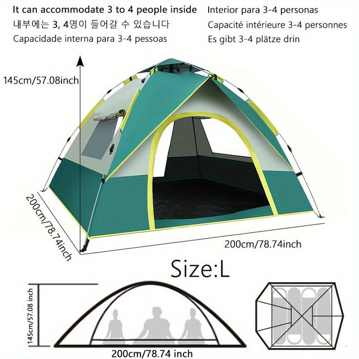 Snelle Opzet 4-Persoons Camping Tent – Ademend en Winddicht Schuilplaats