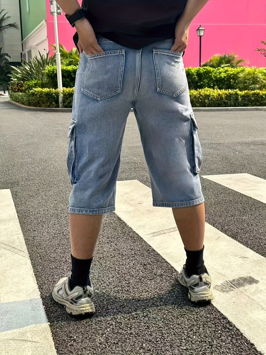Casual Herenshorts Denim Cargo – Robuust en Praktisch voor Dagelijks Gebruik