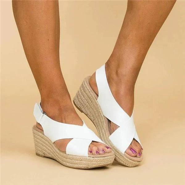 Chic Cross-Strap Wedge Sandalen – Comfortabele Zomerstijl