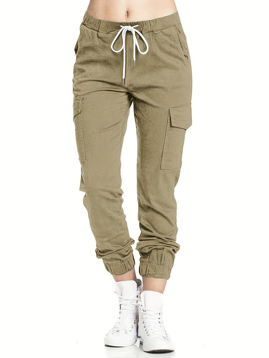 Pantalon cargo femme avec poches et coupe confortable, décontracté quotidien