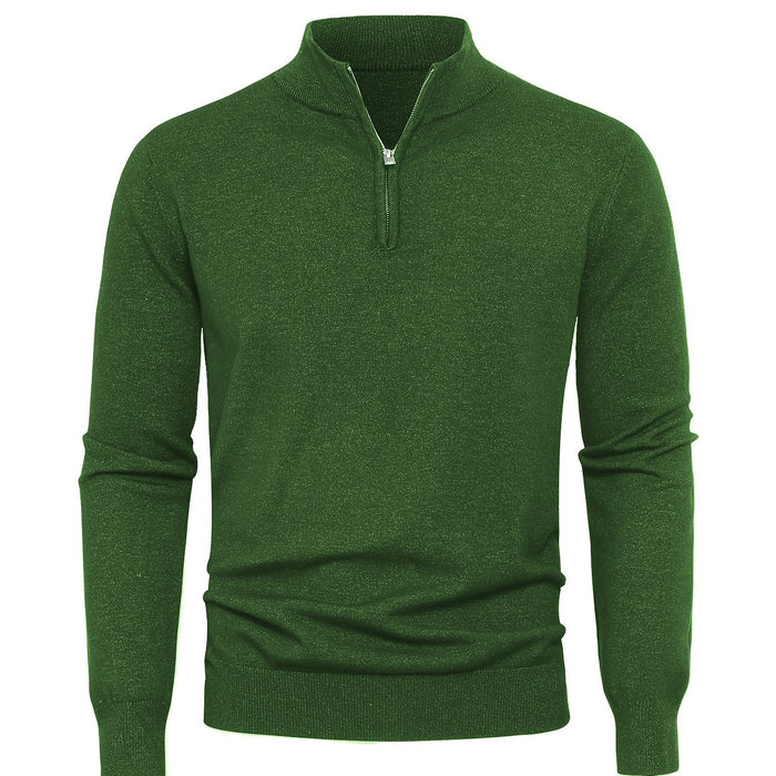 Herre strikket vest med halv glidelås – Varm høyhalset modell for høst og vinter