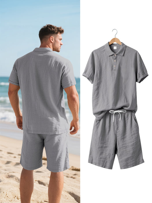 Heren Linnen Polo en Shorts Set – Comfortabel en Casual voor Warme Dagen