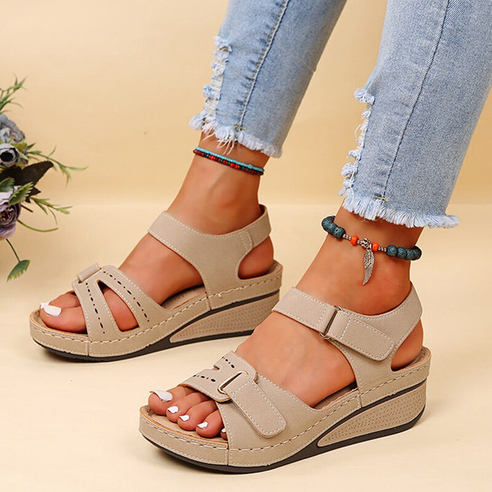 Verstelbare Wedge Sandalen voor Vrouwen – Veilige Klittenband Comfort