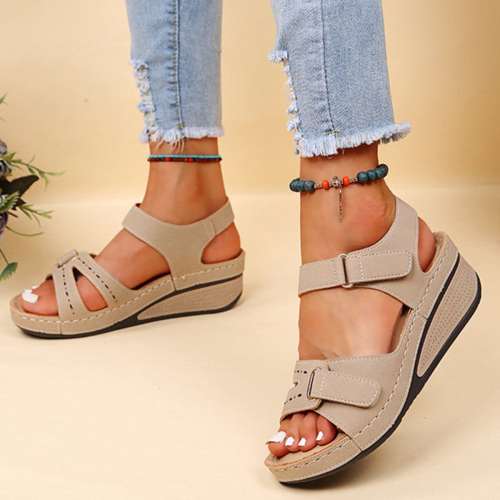 Verstelbare Wedge Sandalen voor Vrouwen – Veilige Klittenband Comfort